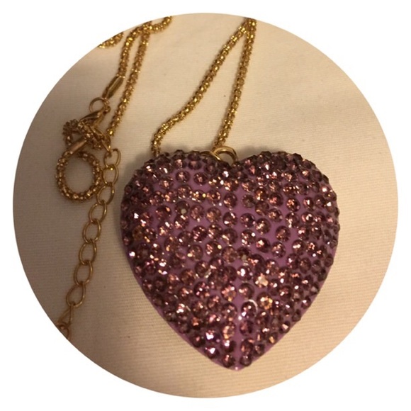 🆕 Shiny Rhinestones Purple Love Heart Pendant - Picture 2 of 4